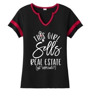 This Sells Real Estate Floral House Key Sweatshirt Ladies Halftime Notch Neck Tee