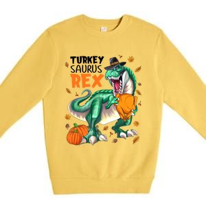 Turkey Saurus Rex Dinosaur T Rex Thanksgiving Pumpkin Gift Premium Crewneck Sweatshirt