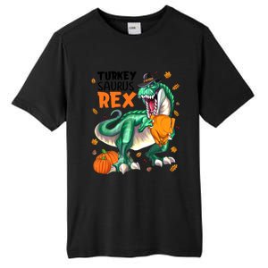 Turkey Saurus Rex Dinosaur T Rex Thanksgiving Pumpkin Gift Tall Fusion ChromaSoft Performance T-Shirt