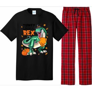 Turkey Saurus Rex Dinosaur T Rex Thanksgiving Pumpkin Gift Pajama Set