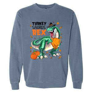 Turkey Saurus Rex Dinosaur T Rex Thanksgiving Pumpkin Gift Garment-Dyed Sweatshirt