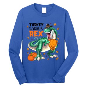 Turkey Saurus Rex Dinosaur T Rex Thanksgiving Pumpkin Gift Long Sleeve Shirt