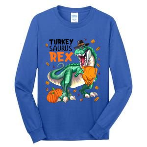 Turkey Saurus Rex Dinosaur T Rex Thanksgiving Pumpkin Gift Tall Long Sleeve T-Shirt