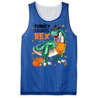 Turkey Saurus Rex Dinosaur T Rex Thanksgiving Pumpkin Gift Mesh Reversible Basketball Jersey Tank