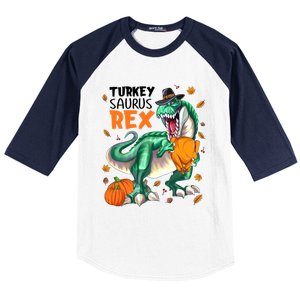 Turkey Saurus Rex Dinosaur T Rex Thanksgiving Pumpkin Gift Baseball Sleeve Shirt