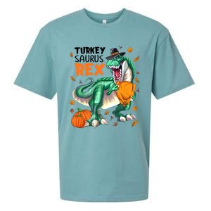 Turkey Saurus Rex Dinosaur T Rex Thanksgiving Pumpkin Gift Sueded Cloud Jersey T-Shirt