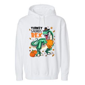 Turkey Saurus Rex Dinosaur T Rex Thanksgiving Pumpkin Gift Garment-Dyed Fleece Hoodie