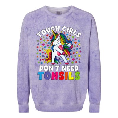 Tonsil Surgery Recovery Gift Unicorn Tonsil Removal Colorblast Crewneck Sweatshirt