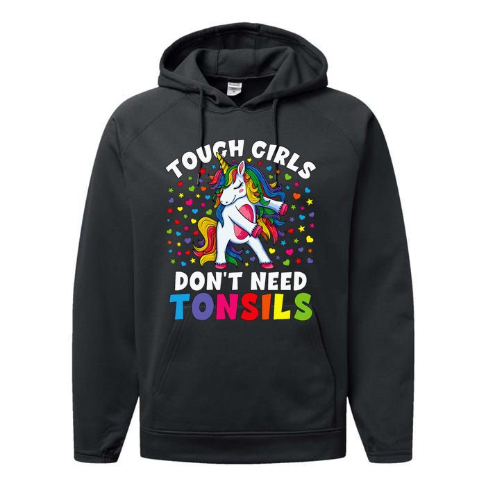 Tonsil Surgery Recovery Gift Unicorn Tonsil Removal Performance Fleece Hoodie