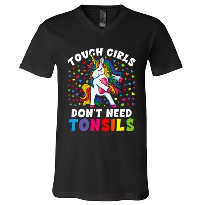 Tonsil Surgery Recovery Gift Unicorn Tonsil Removal V-Neck T-Shirt