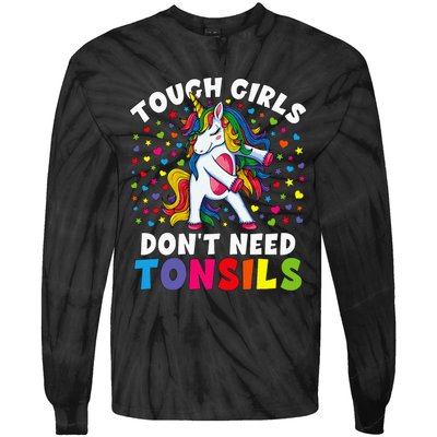 Tonsil Surgery Recovery Gift Unicorn Tonsil Removal Tie-Dye Long Sleeve Shirt