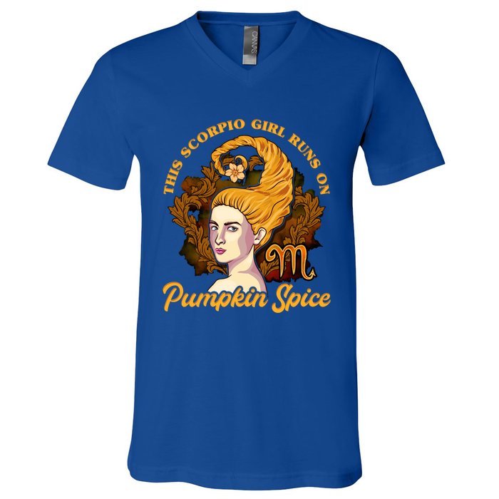 This Scorpio Runs On Pumpkin Spice Funny Birthday Gift V-Neck T-Shirt