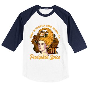 This Scorpio Runs On Pumpkin Spice Funny Birthday Gift Baseball Sleeve Shirt