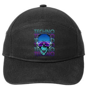 Techno Skull Raver Design Skull Techno 7-Panel Snapback Hat