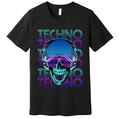 Techno Skull Raver Design Skull Techno Premium T-Shirt