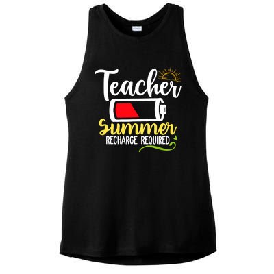 Teacher Summer Recharge Required Last Day School Vacation Ladies PosiCharge Tri-Blend Wicking Tank