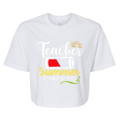 Teacher Summer Recharge Required Last Day School Vacation Bella+Canvas Jersey Crop Tee