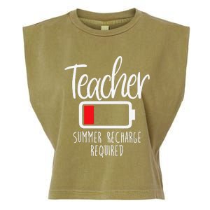 Teacher Summer Recharge Required Last day School Wo Funny Garment-Dyed Women's Muscle Tee