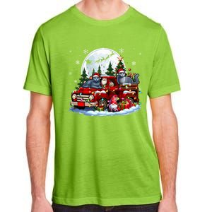 Two Santa Russian Blue Cats On Pickup Truck Gnome Christmas Cute Gift Adult ChromaSoft Performance T-Shirt