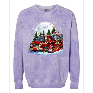 Two Santa Russian Blue Cats On Pickup Truck Gnome Christmas Cute Gift Colorblast Crewneck Sweatshirt