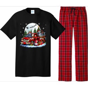 Two Santa Russian Blue Cats On Pickup Truck Gnome Christmas Cute Gift Pajama Set