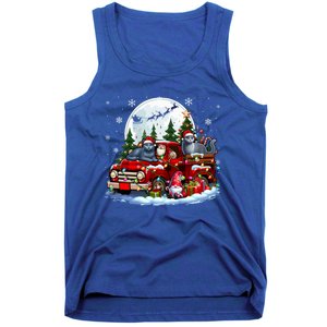 Two Santa Russian Blue Cats On Pickup Truck Gnome Christmas Cute Gift Tank Top