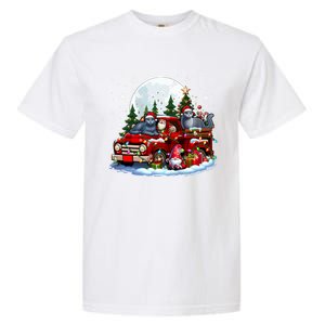 Two Santa Russian Blue Cats On Pickup Truck Gnome Christmas Cute Gift Garment-Dyed Heavyweight T-Shirt