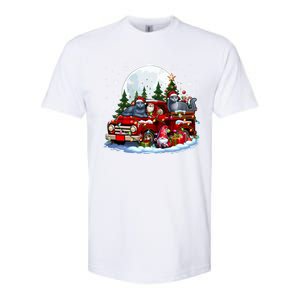 Two Santa Russian Blue Cats On Pickup Truck Gnome Christmas Cute Gift Softstyle CVC T-Shirt