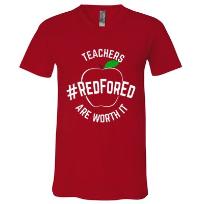 Teacher Support Red for Ed V-Neck T-Shirt