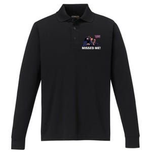 Trump Shot Rally Assassination Missed Me! Performance Long Sleeve Polo