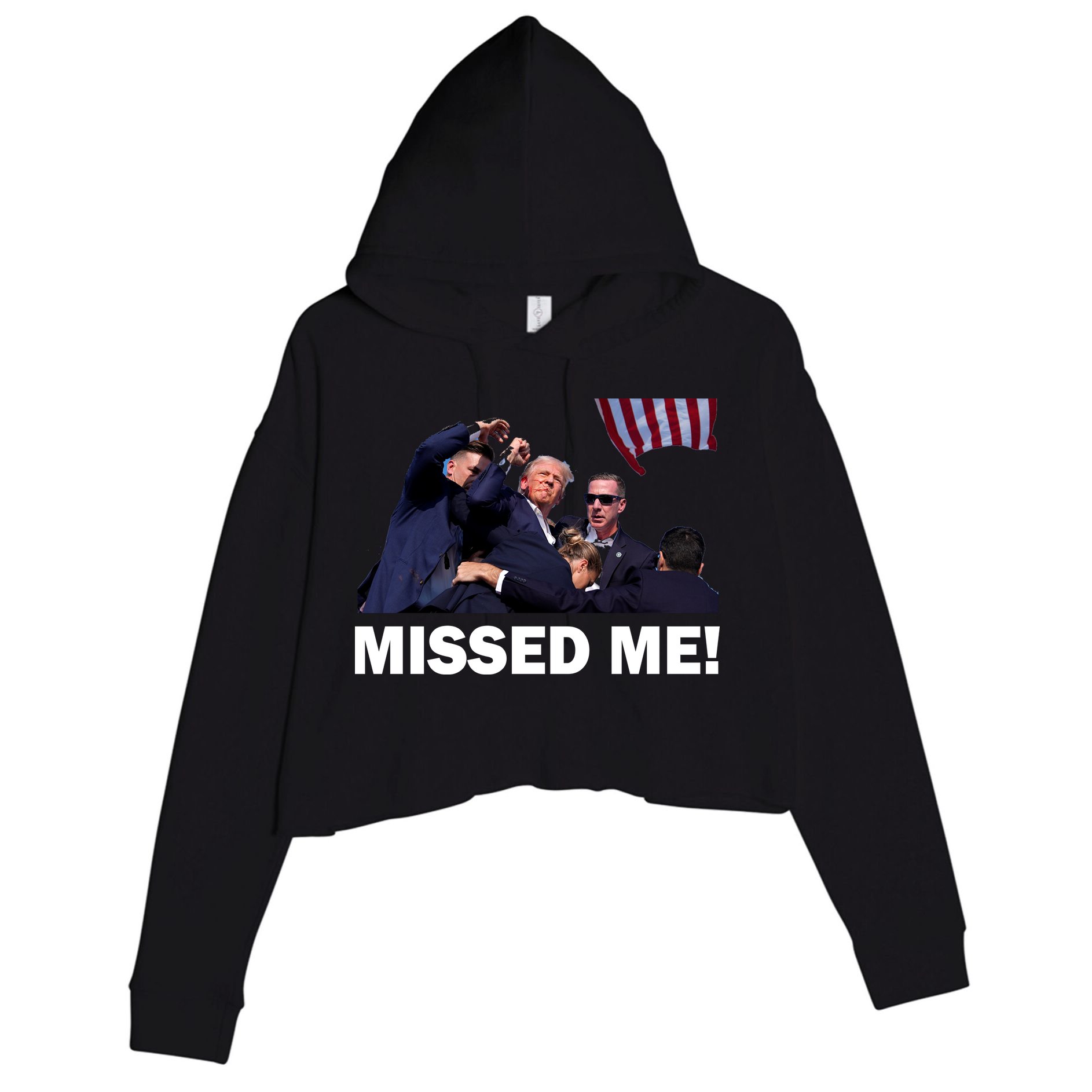 Trump Shot Rally Assassination Missed Me! Crop Fleece Hoodie