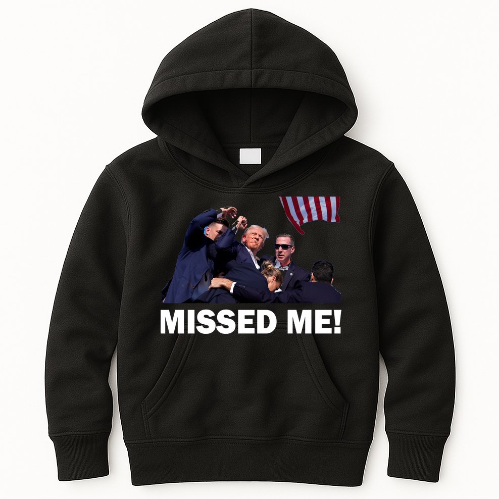 Trump Shot Rally Assassination Missed Me! Kids Hoodie