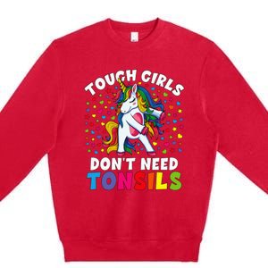 Tonsil Surgery Recovery Gift Unicorn Tonsil Removal Premium Crewneck Sweatshirt