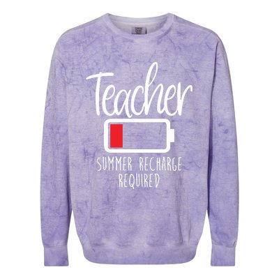 Teacher Summer Recharge Required Last Day School Women Funny Colorblast Crewneck Sweatshirt