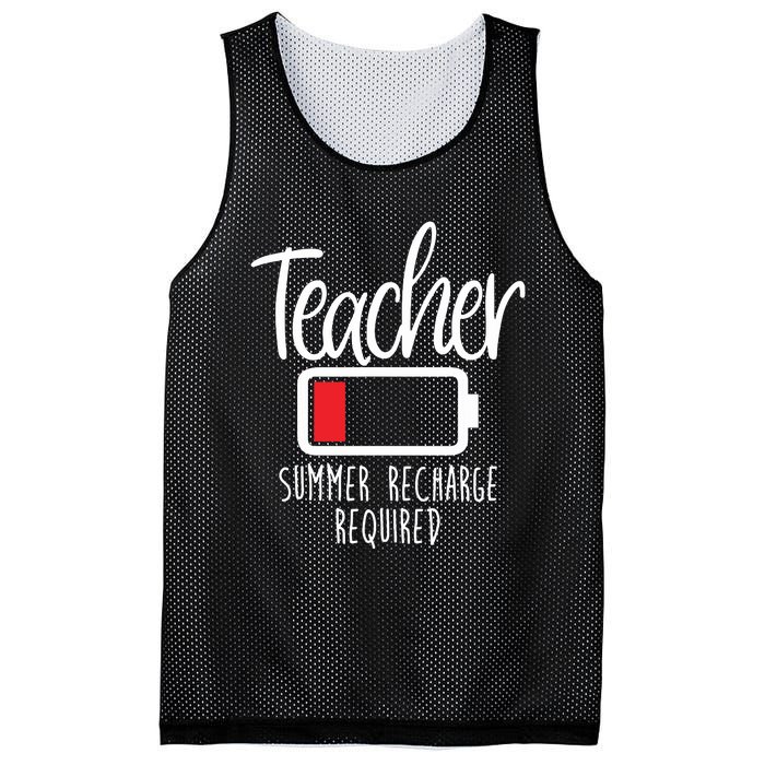 Teacher Summer Recharge Required Last Day School Women Funny Mesh Reversible Basketball Jersey Tank