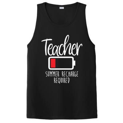 Teacher Summer Recharge Required Last Day School Women Funny PosiCharge Competitor Tank