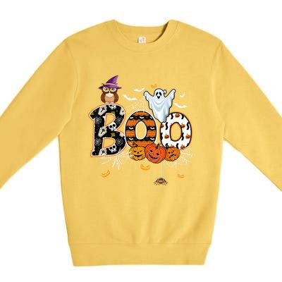 Teacher Squad Retro Halloween Boo 2 Funny Gift Premium Crewneck Sweatshirt