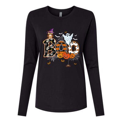 Teacher Squad Retro Halloween Boo 2 Funny Gift Womens Cotton Relaxed Long Sleeve T-Shirt