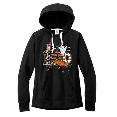 Teacher Squad Retro Halloween Boo 2 Funny Gift Women's Fleece Hoodie