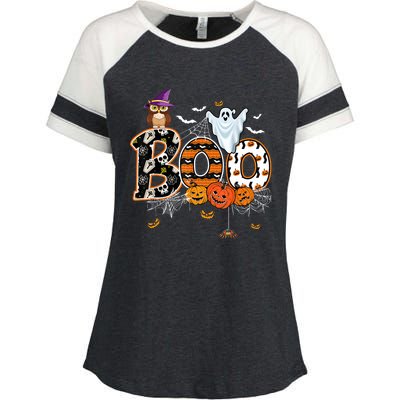 Teacher Squad Retro Halloween Boo 2 Funny Gift Enza Ladies Jersey Colorblock Tee