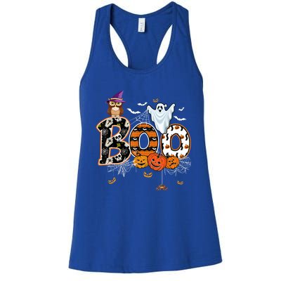 Teacher Squad Retro Halloween Boo 2 Funny Gift Women's Racerback Tank