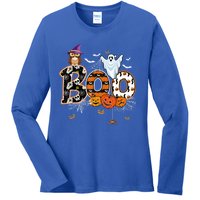 Teacher Squad Retro Halloween Boo 2 Funny Gift Ladies Long Sleeve Shirt