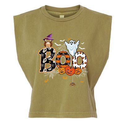 Teacher Squad Retro Halloween Boo 2 Funny Gift Garment-Dyed Women's Muscle Tee