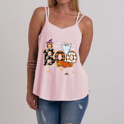 Teacher Squad Retro Halloween Boo 2 Funny Gift Women's Strappy Tank