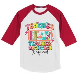 Teacher Summer Recharge Required Funny Teacher Kids Colorblock Raglan Jersey