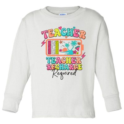 Teacher Summer Recharge Required Funny Teacher Toddler Long Sleeve Shirt