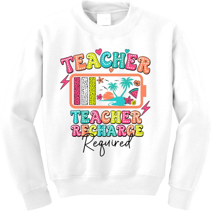 Teacher Summer Recharge Required Funny Teacher Kids Sweatshirt