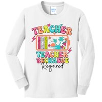 Teacher Summer Recharge Required Funny Teacher Kids Long Sleeve Shirt