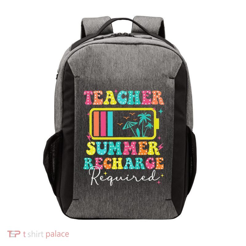 Teacher Summer Recharge Required Funny Motivational Teacher Vector Backpack