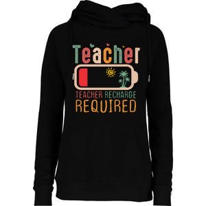 Teacher Summer Recharge Required Womens Funnel Neck Pullover Hood